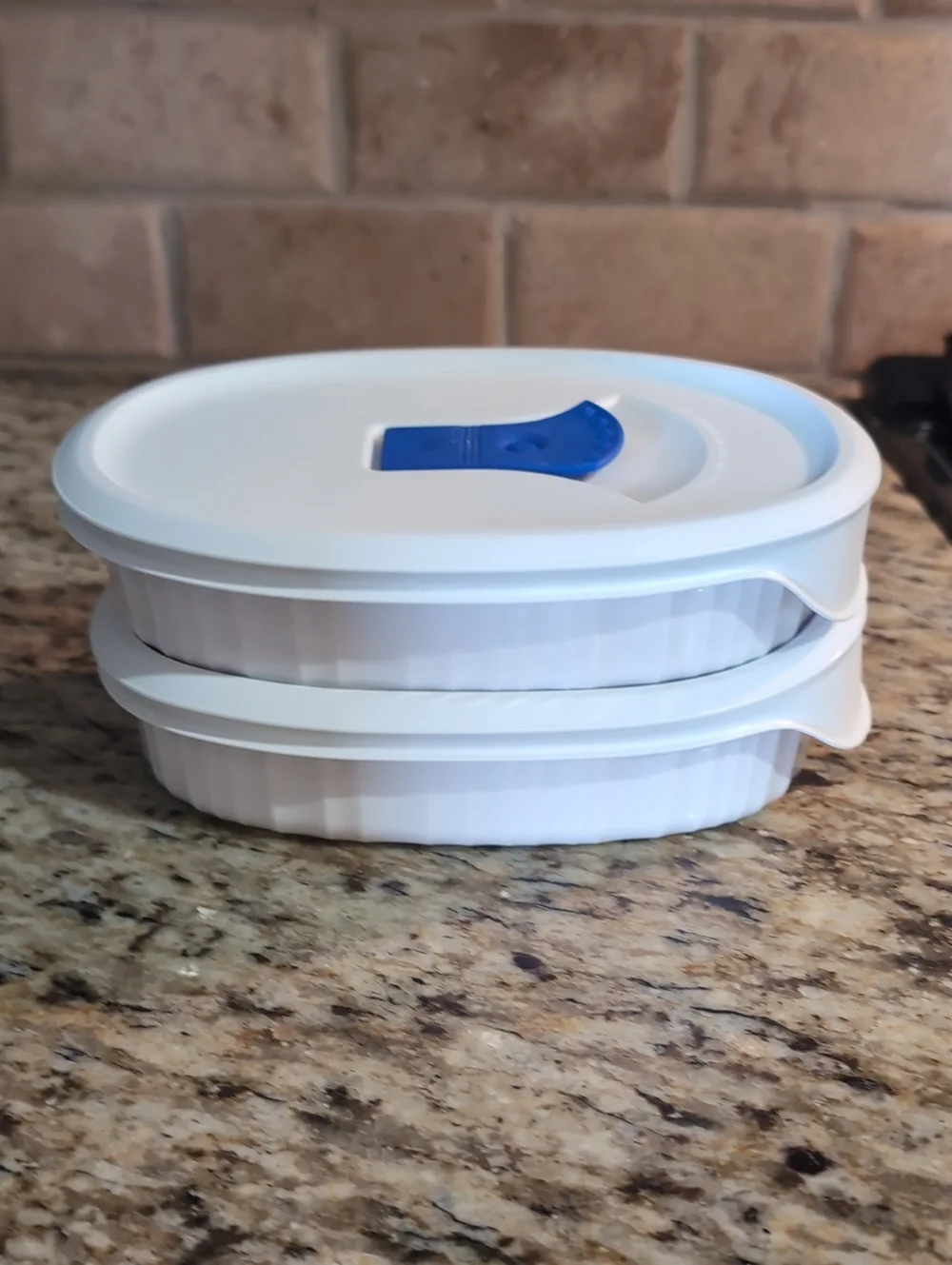 Two (2) French White Corning Ware CorningWare 15 oz. Casseroles w/ Vented Lids